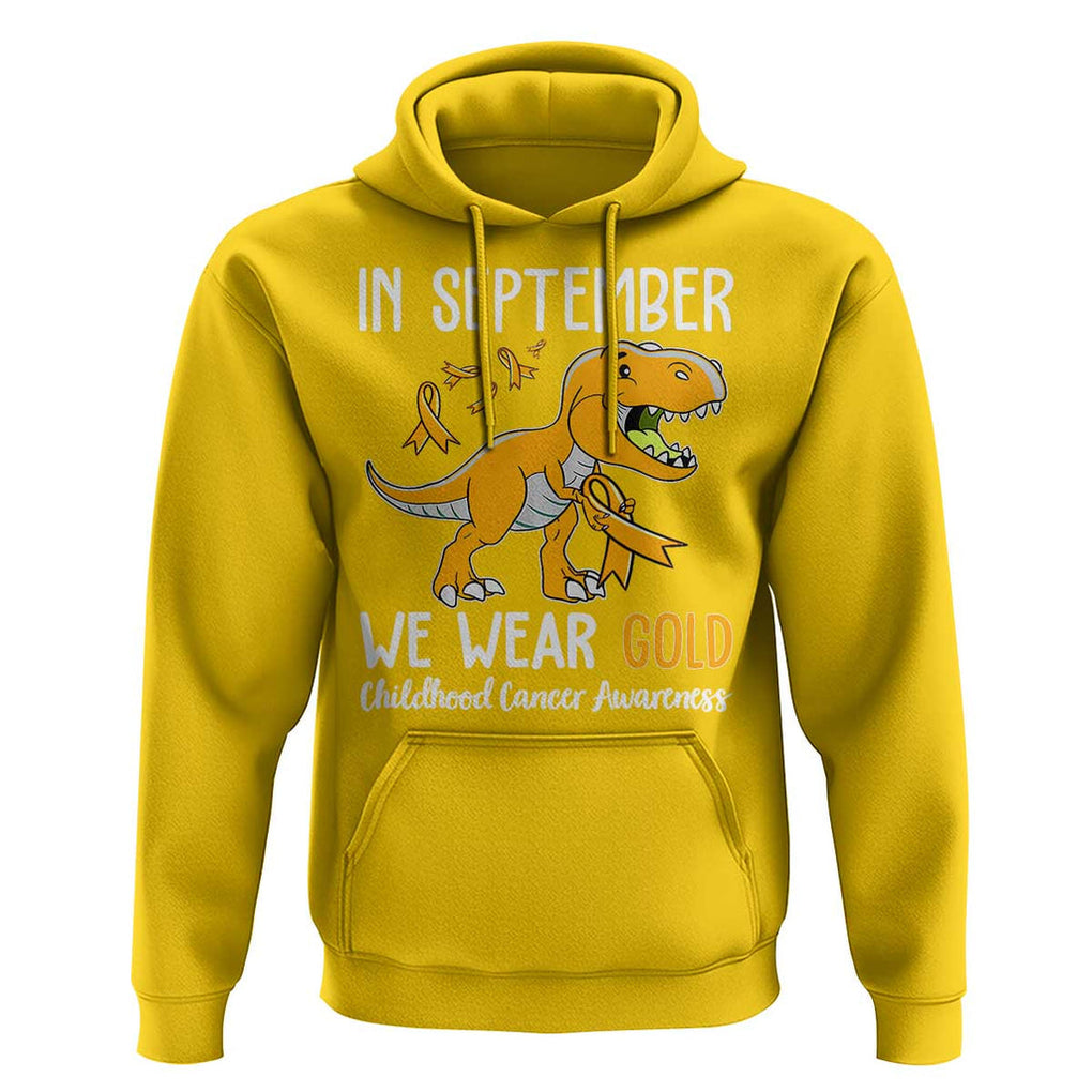 Childhood Cancer Awareness Dinosaur Hoodie In September We Wear Gold Ribbon Support Kids Warrior TS02 Daisy Print Your Wear