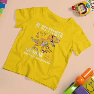 Childhood Cancer Awareness Dinosaur T Shirt For Kid In September We Wear Gold Ribbon Support Kids Warrior TS02 Daisy Print Your Wear