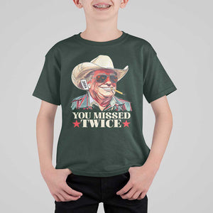 You Missed Twice Trump 2024 T Shirt For Kid Trump Second Assassination Attempt TS02 Dark Forest Green Print Your Wear