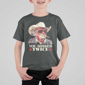 You Missed Twice Trump 2024 T Shirt For Kid Trump Second Assassination Attempt TS02 Dark Heather Print Your Wear