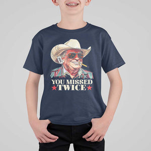 You Missed Twice Trump 2024 T Shirt For Kid Trump Second Assassination Attempt TS02 Navy Print Your Wear