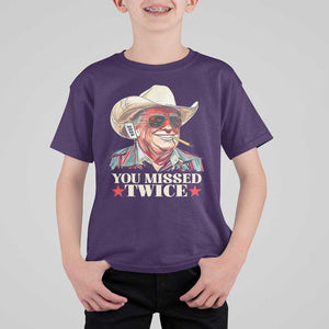 You Missed Twice Trump 2024 T Shirt For Kid Trump Second Assassination Attempt TS02 Purple Print Your Wear