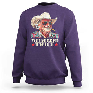 You Missed Twice Trump 2024 Sweatshirt Trump Second Assassination Attempt TS02 Purple Print Your Wear