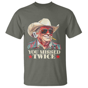 You Missed Twice Trump 2024 T Shirt Trump Second Assassination Attempt TS02 Military Green Print Your Wear