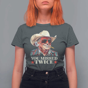 You Missed Twice Trump 2024 T Shirt For Women Trump Second Assassination Attempt TS02 Dark Heather Print Your Wear