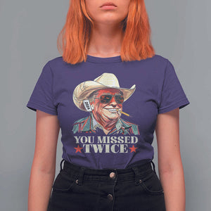 You Missed Twice Trump 2024 T Shirt For Women Trump Second Assassination Attempt TS02 Purple Print Your Wear