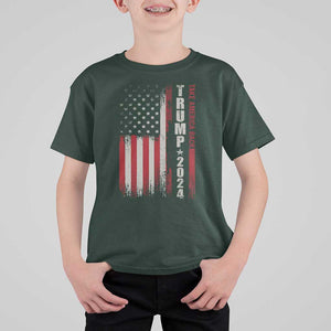 Donald Trump 2024 T Shirt For Kid Take America Back Patriotic American Flag TS02 Dark Forest Green Print Your Wear