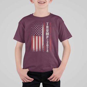 Donald Trump 2024 T Shirt For Kid Take America Back Patriotic American Flag TS02 Maroon Print Your Wear