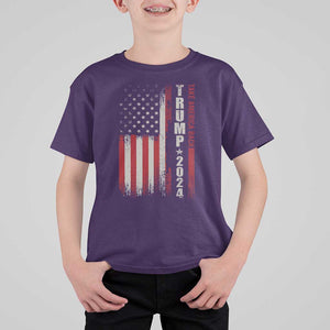 Donald Trump 2024 T Shirt For Kid Take America Back Patriotic American Flag TS02 Purple Print Your Wear