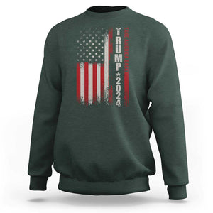 Donald Trump 2024 Sweatshirt Take America Back Patriotic American Flag TS02 Dark Forest Green Print Your Wear