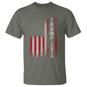 Donald Trump 2024 T Shirt Take America Back Patriotic American Flag TS02 Military Green Print Your Wear