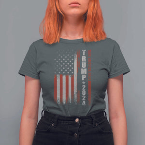 Donald Trump 2024 T Shirt For Women Take America Back Patriotic American Flag TS02 Dark Heather Print Your Wear