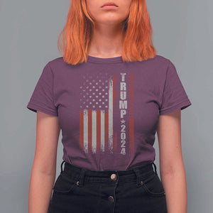 Donald Trump 2024 T Shirt For Women Take America Back Patriotic American Flag TS02 Maroon Print Your Wear