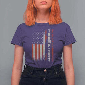 Donald Trump 2024 T Shirt For Women Take America Back Patriotic American Flag TS02 Purple Print Your Wear