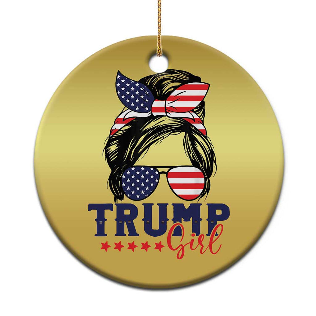 Trump Girl Christmas Ornament Messy Bun Support Trump 2024 Election American Flag TS02 Print Your Wear