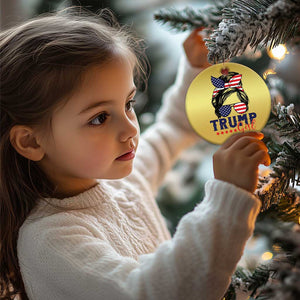 Trump Girl Christmas Ornament Messy Bun Support Trump 2024 Election American Flag TS02 Print Your Wear