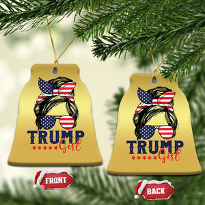 Trump Girl Christmas Ornament Messy Bun Support Trump 2024 Election American Flag TS02 Bell Flake Gold Print Your Wear