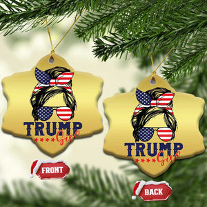 Trump Girl Christmas Ornament Messy Bun Support Trump 2024 Election American Flag TS02 Snow Flake Gold Print Your Wear