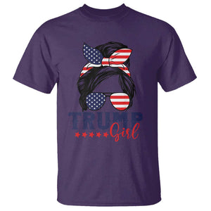 Trump Girl T Shirt Messy Bun Support Trump 2024 Election American Flag TS02 Purple Print Your Wear