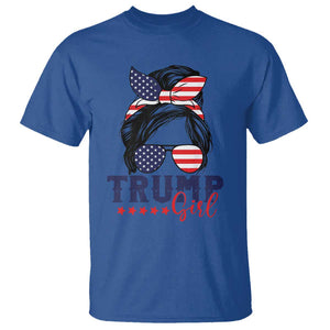 Trump Girl T Shirt Messy Bun Support Trump 2024 Election American Flag TS02 Royal Blue Print Your Wear