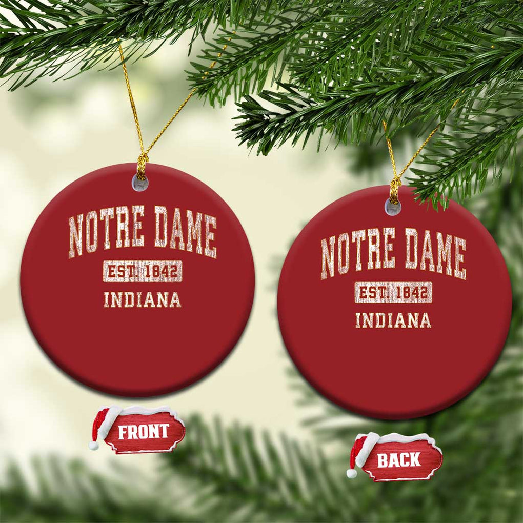 Classic Notre Dame Indiana Christmas Ornament Est 1842 IN Retro Vintage Varsity TS02 Circle Red Print Your Wear