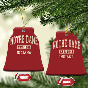 Classic Notre Dame Indiana Christmas Ornament Est 1842 IN Retro Vintage Varsity TS02 Bell Flake Red Print Your Wear