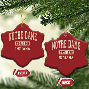 Classic Notre Dame Indiana Christmas Ornament Est 1842 IN Retro Vintage Varsity TS02 Snow Flake Red Print Your Wear