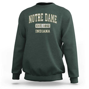 Classic Notre Dame Indiana Sweatshirt Est 1842 IN Retro Vintage Varsity TS02 Dark Forest Green Print Your Wear