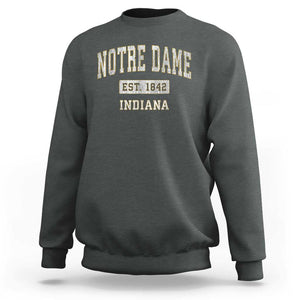 Classic Notre Dame Indiana Sweatshirt Est 1842 IN Retro Vintage Varsity TS02 Dark Heather Print Your Wear