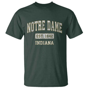 Classic Notre Dame Indiana T Shirt Est 1842 IN Retro Vintage Varsity TS02 Dark Forest Green Print Your Wear