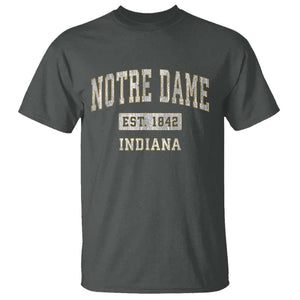 Classic Notre Dame Indiana T Shirt Est 1842 IN Retro Vintage Varsity TS02 Dark Heather Print Your Wear