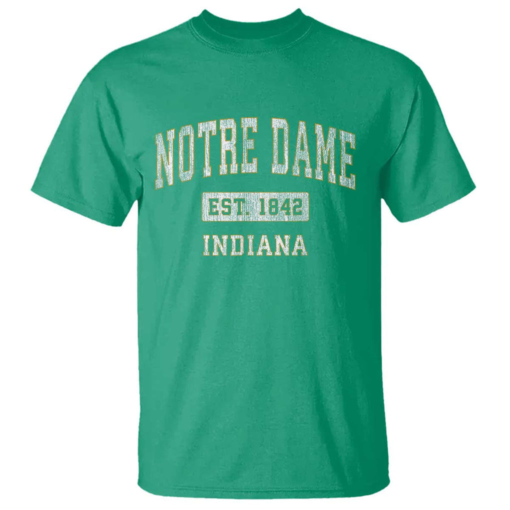 Classic Notre Dame Indiana T Shirt Est 1842 IN Retro Vintage Varsity TS02 Irish Green Print Your Wear