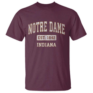 Classic Notre Dame Indiana T Shirt Est 1842 IN Retro Vintage Varsity TS02 Maroon Print Your Wear