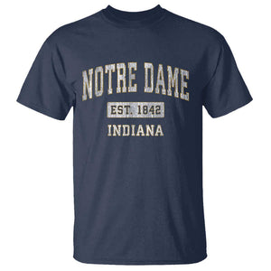 Classic Notre Dame Indiana T Shirt Est 1842 IN Retro Vintage Varsity TS02 Navy Print Your Wear