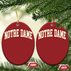 Classic Notre Dame Indiana Christmas Ornament Retro Vintage Varsity Throwback Design TS02 Oval Red Print Your Wear