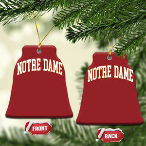 Classic Notre Dame Indiana Christmas Ornament Retro Vintage Varsity Throwback Design TS02 Bell Flake Red Print Your Wear