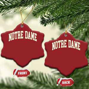 Classic Notre Dame Indiana Christmas Ornament Retro Vintage Varsity Throwback Design TS02 Snow Flake Red Print Your Wear