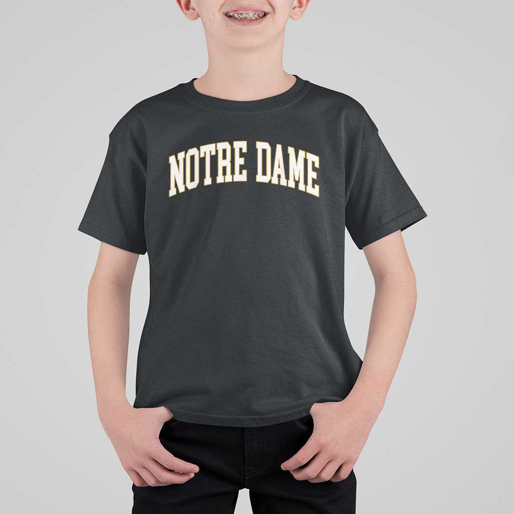 Classic Notre Dame Indiana T Shirt For Kid Retro Vintage Varsity Throwback Design TS02 Black Print Your Wear