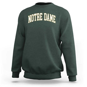 Classic Notre Dame Indiana Sweatshirt Retro Vintage Varsity Throwback Design TS02 Dark Forest Green Print Your Wear