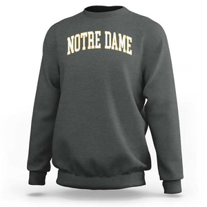 Classic Notre Dame Indiana Sweatshirt Retro Vintage Varsity Throwback Design TS02 Dark Heather Print Your Wear