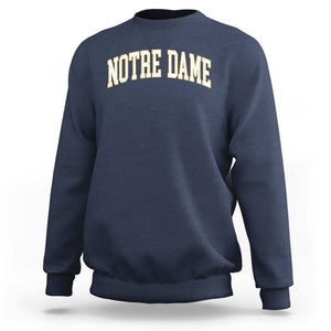 Classic Notre Dame Indiana Sweatshirt Retro Vintage Varsity Throwback Design TS02 Navy Print Your Wear