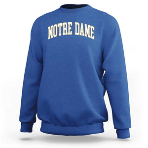 Classic Notre Dame Indiana Sweatshirt Retro Vintage Varsity Throwback Design TS02 Royal Blue Print Your Wear