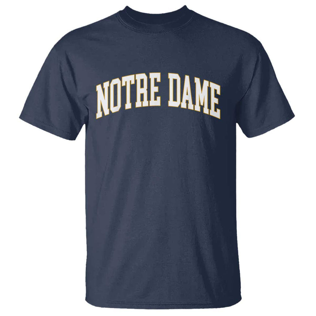 Classic Notre Dame Indiana T Shirt Retro Vintage Varsity Throwback Design TS02 Navy Print Your Wear