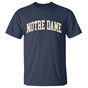 Classic Notre Dame Indiana T Shirt Retro Vintage Varsity Throwback Design TS02 Navy Print Your Wear