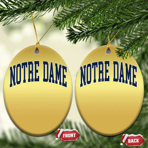 Classic Notre Dame Indiana Christmas Ornament Vintage Retro Throwback Design TS02 Oval Gold Print Your Wear