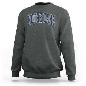 Classic Notre Dame Indiana Sweatshirt Vintage Retro Throwback Design TS02 Dark Heather Print Your Wear