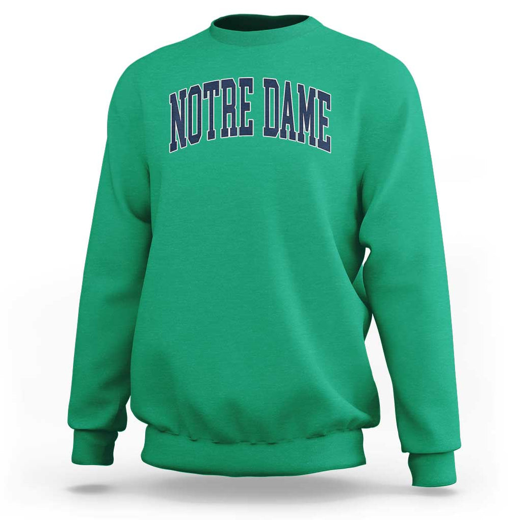 Classic Notre Dame Indiana Sweatshirt Vintage Retro Throwback Design TS02 Irish Green Print Your Wear