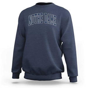 Classic Notre Dame Indiana Sweatshirt Vintage Retro Throwback Design TS02 Navy Print Your Wear