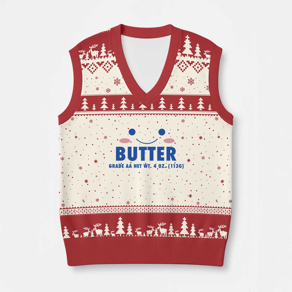 Kawaii Butter Stick Grade AA Cute Halloween Costume V-Neck Knit Sweater Vest Funny Baking Lovers Foodie Humor
