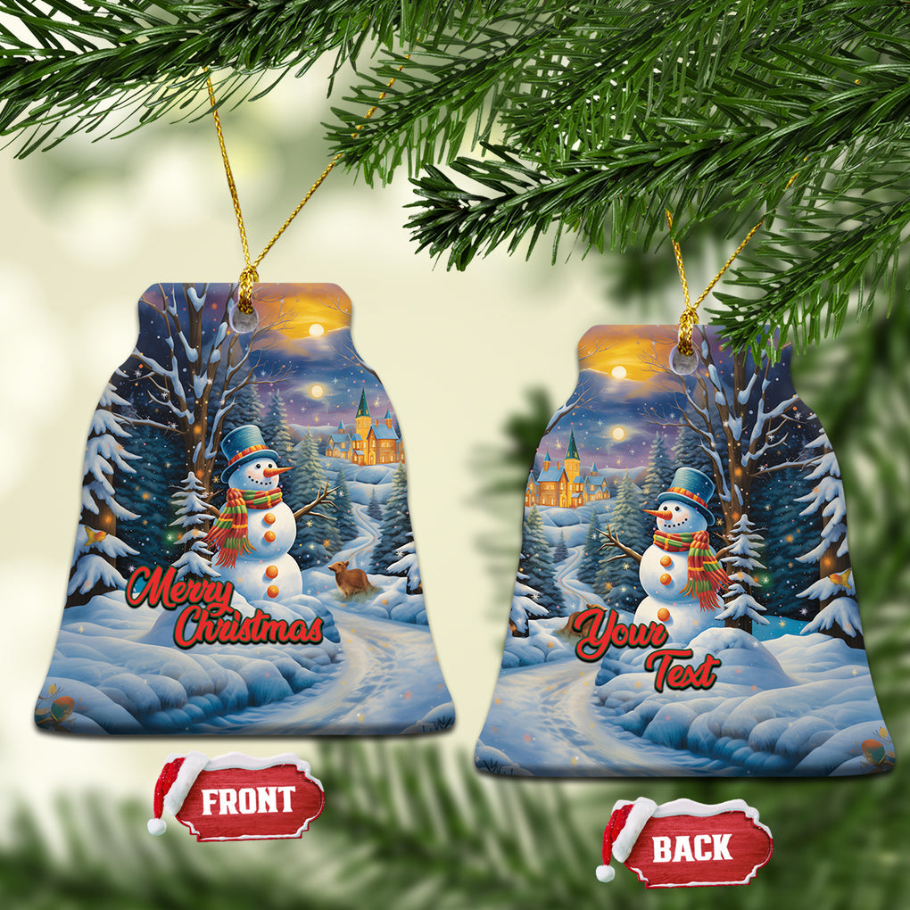 Personalized Snowman Christmas Ceramic Ornament Nostalgic Xmas Merry Christmas TS02 Bell Flake Blue Printyourwear